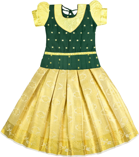 Green Kerela Pattu Pavadai Lehenga Choli -Make her Beautiful