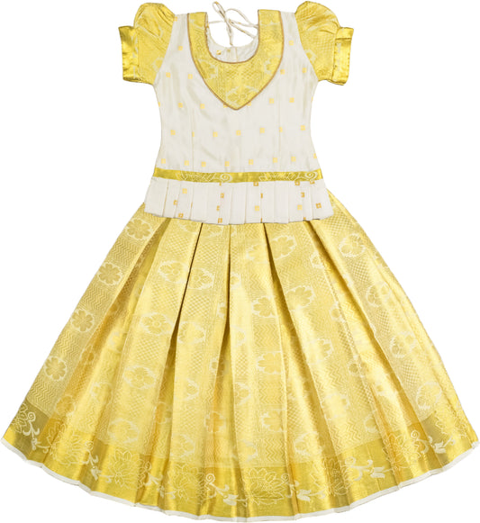 White Kerala Pattu Pavadai Lehenga Choli -Make her Beautiful