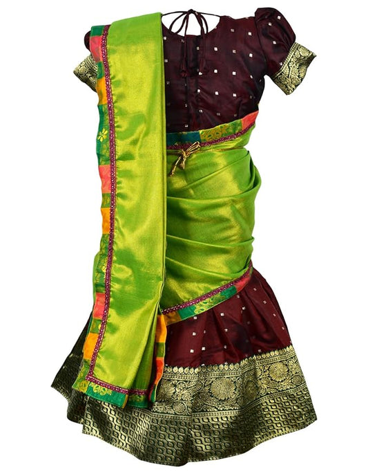 New Half Saree -ButtiHSMarnGreen- For Your Little One!