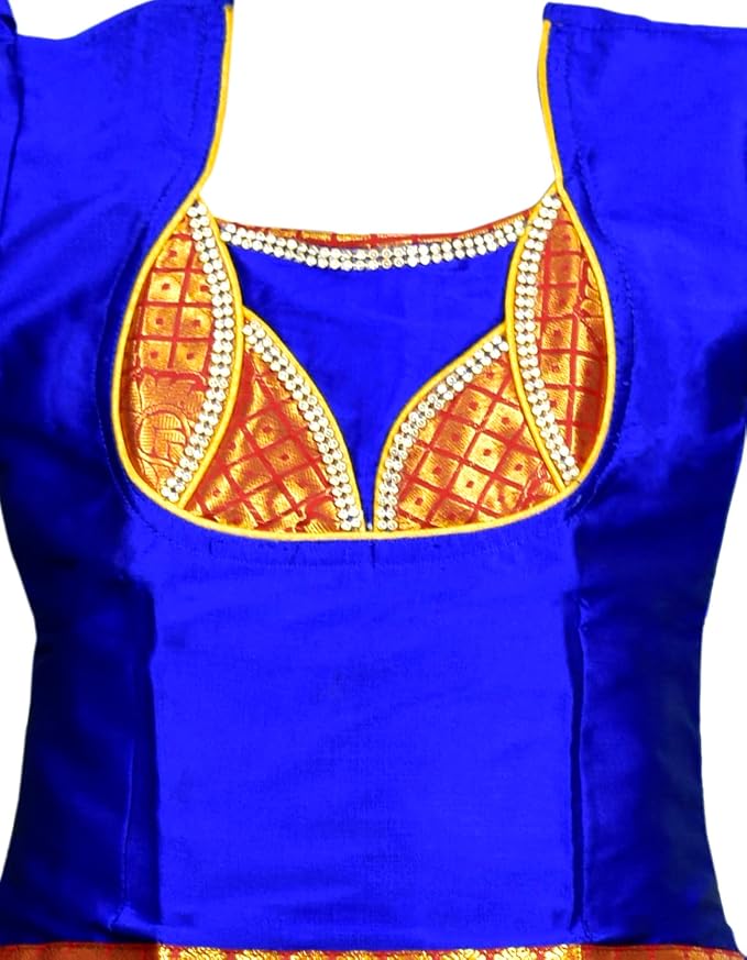 Pattu Pavadai Lehenga Choli-MeenaBlue- Make her Beautiful