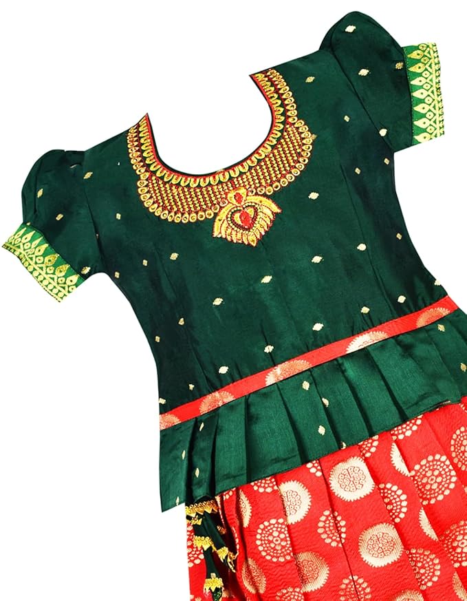 Pattu Pavadai Lehenga Choli-AditiPbGreen- Shop Now!