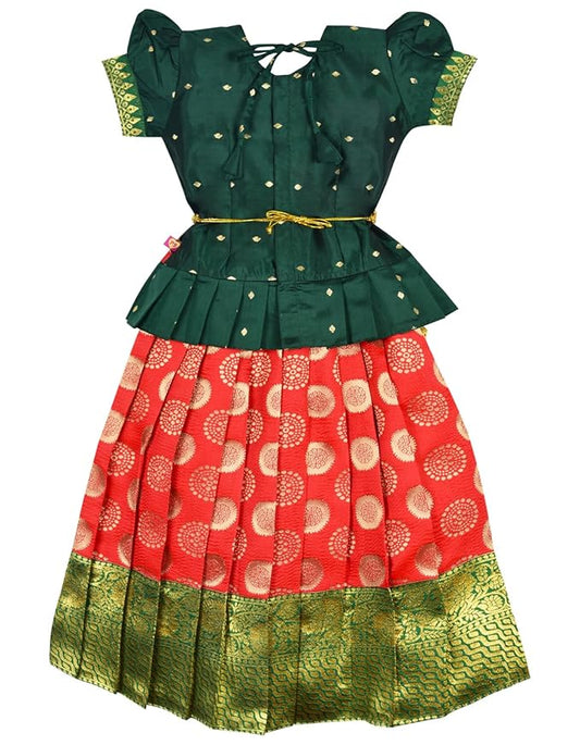 Pattu Pavadai Lehenga Choli-AditiPbGreen- Shop Now!