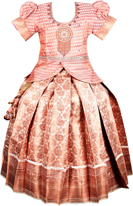 BrownBerry Pattu Pavadai Lehenga Choli - Make her Beautiful