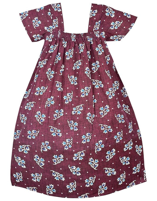 Maroon Cotton Kids Nighty - Soft & Comfortable