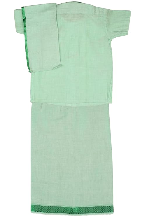 Kids Tissue JARI Green Shirt Dhoti Set - Buy Now