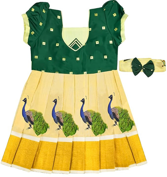 Pattu Frock with Head Band KrishGreen- Just Dropped !