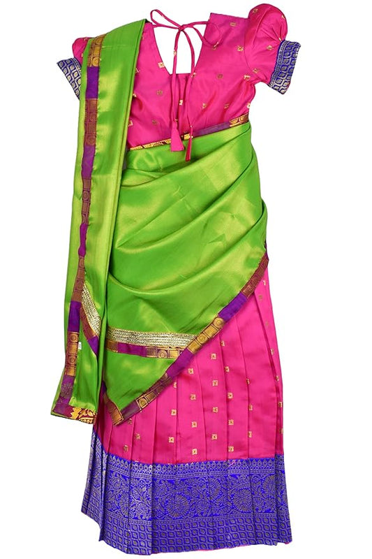 New Half Saree -ButtiHSPinkGreen- For Your Little One!