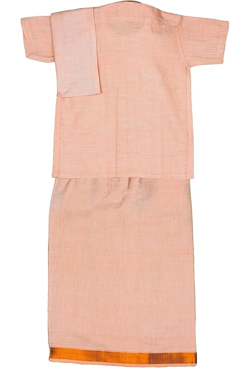Kids Tissue JARI Copper Shirt Dhoti Set - Buy Now