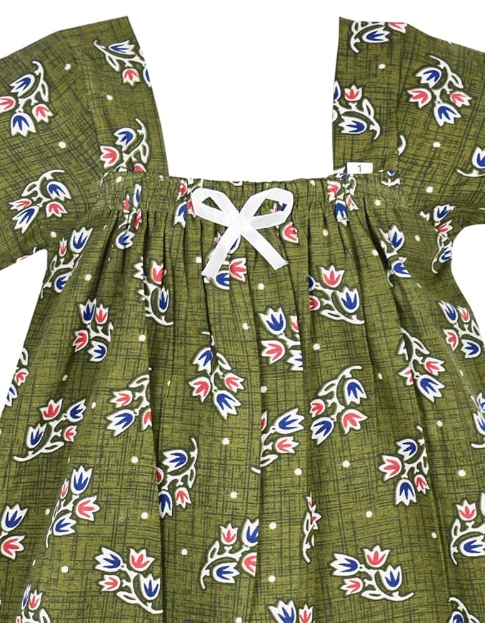 Green Cotton Kids Nighty - Soft & Comfortable