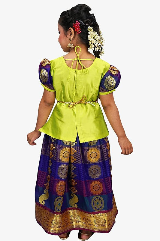 Pattu Pavadai Lehenga Choli-SundhariGreen- Shop Now !