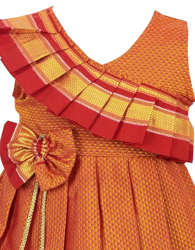 Pattu Cotton Frock-KhanF2Orange- Just Dropped !