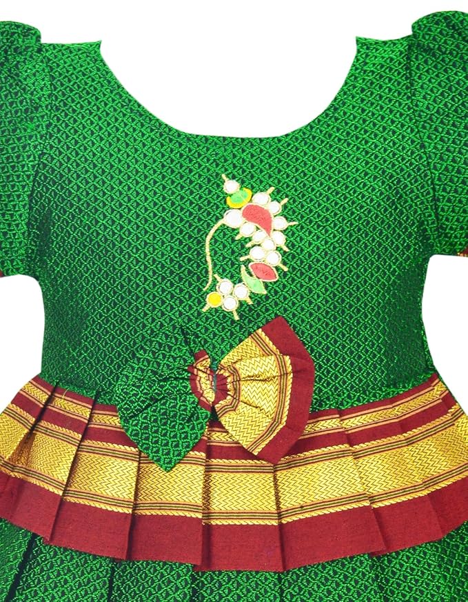 Pattu Cotton Frock-KhanF1Green- Just Dropped !