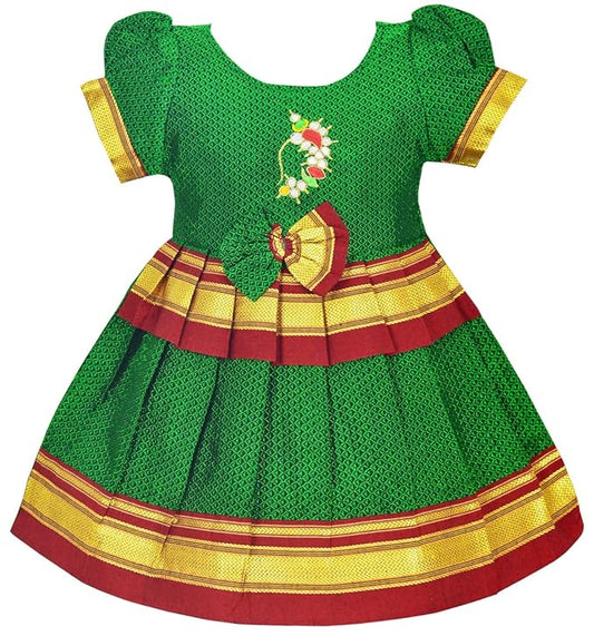 Pattu Cotton Frock-KhanF1Green- Just Dropped !