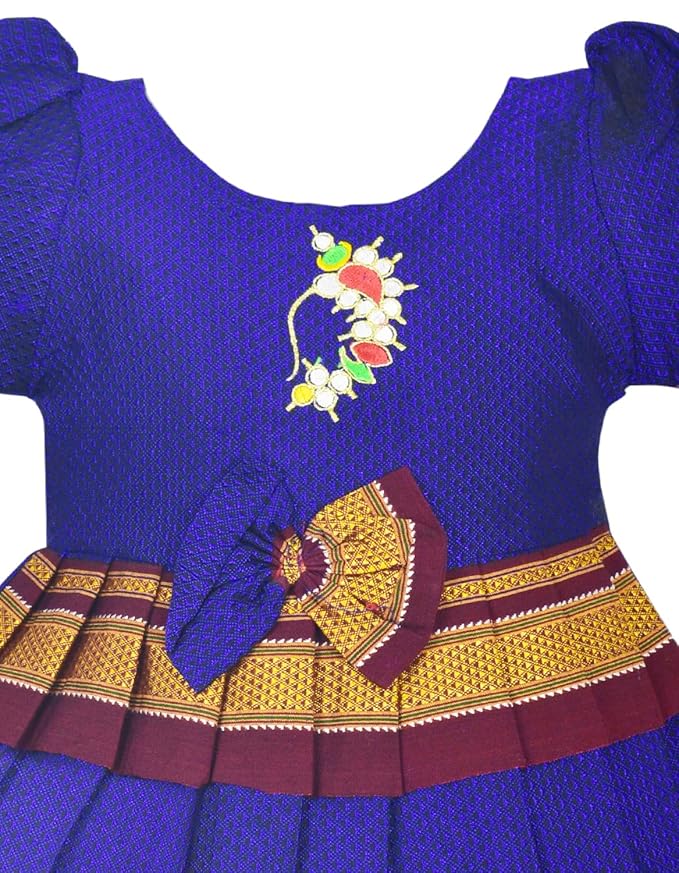 Pattu Cotton Frock-KhanF1Blue - Just Dropped !