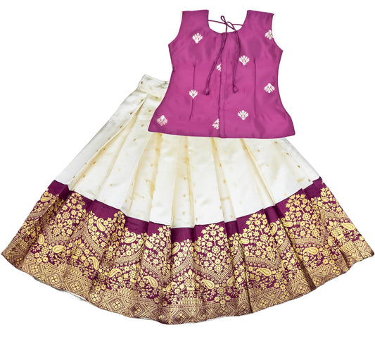 Pattu Pavadai Lehenga Choli Violet- Make her Beautiful