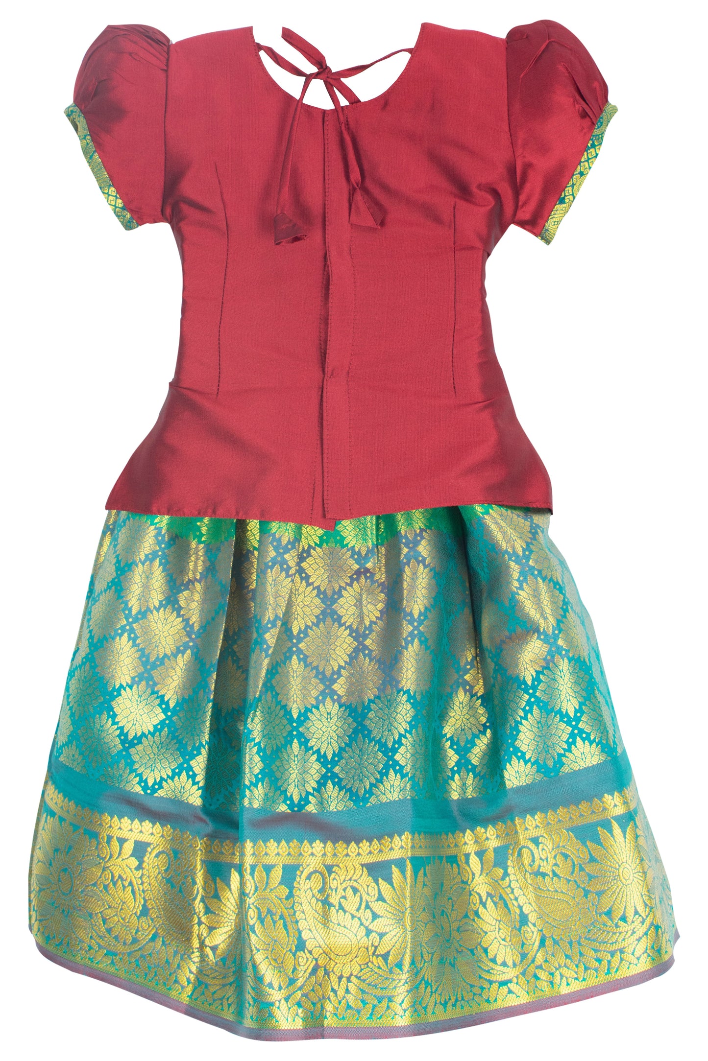 Pattu Pavadai Lehenga Choli-PadmaMaroon- Make her Beautiful