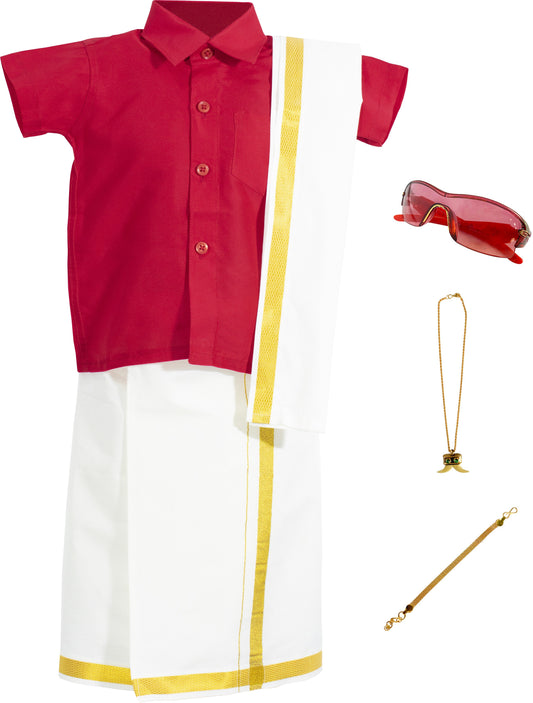 Festive Dhoti & Red Kurta shirt Set - Quality and Stylish