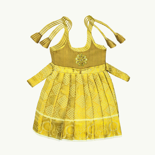 Pattu Pavadai Lehenga Choli  Golden- Just Dropped !
