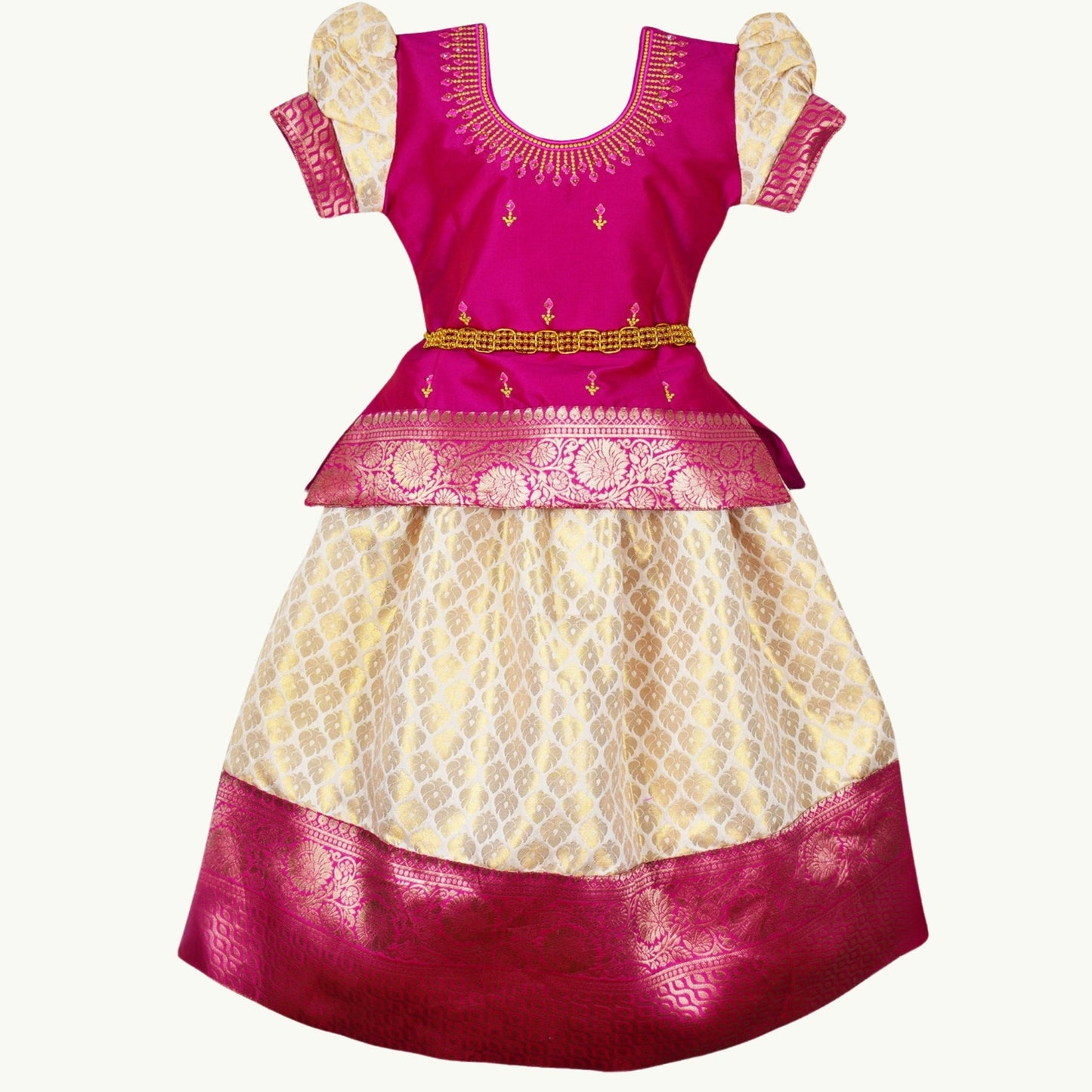 Pink onam Pattu Pavadai Lehenga Choli  - Make her Beautiful