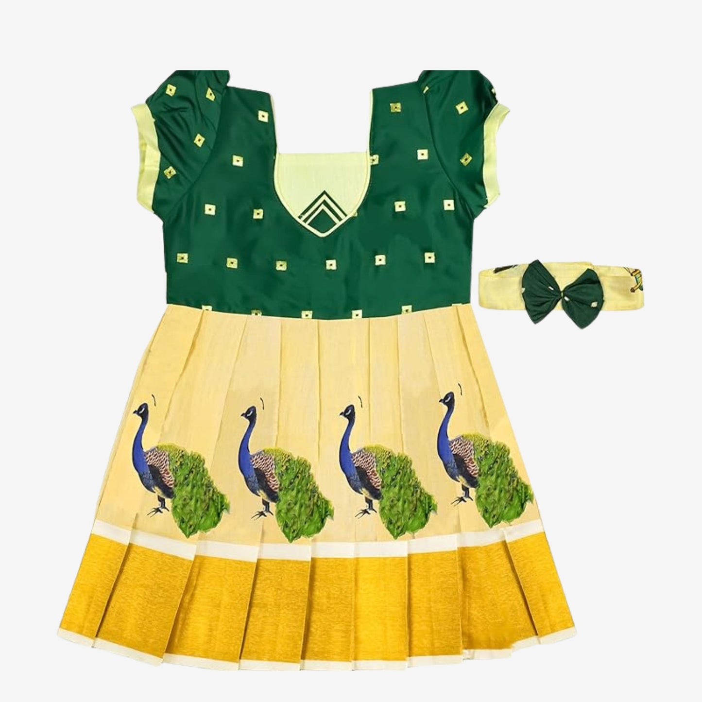 Pattu Frock with Head Band KrishGreen- Just Dropped !