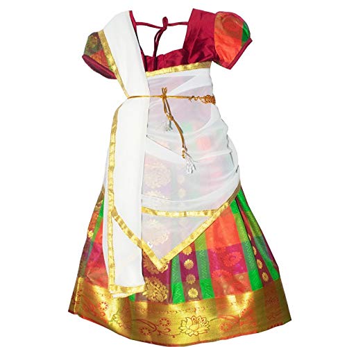 New Half Saree -RHSMaroonWhite- For Your Little One!