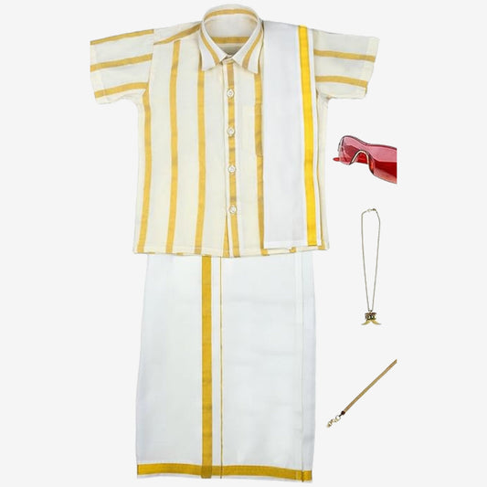 Dhoti & Shirt Set Kerala Kasavu Cotton- Quality and Stylish