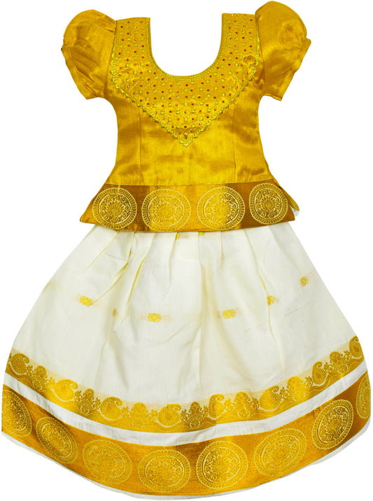 Gold Pattu Pavadai Lehenga Choli - Make her Beautiful