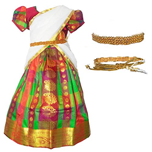 New Half Saree -RHSMaroonWhite- For Your Little One!