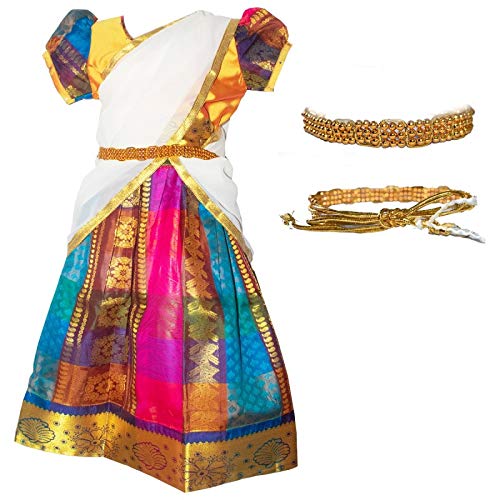 New Half Saree -RHSGoldWhite- For Your Little One!