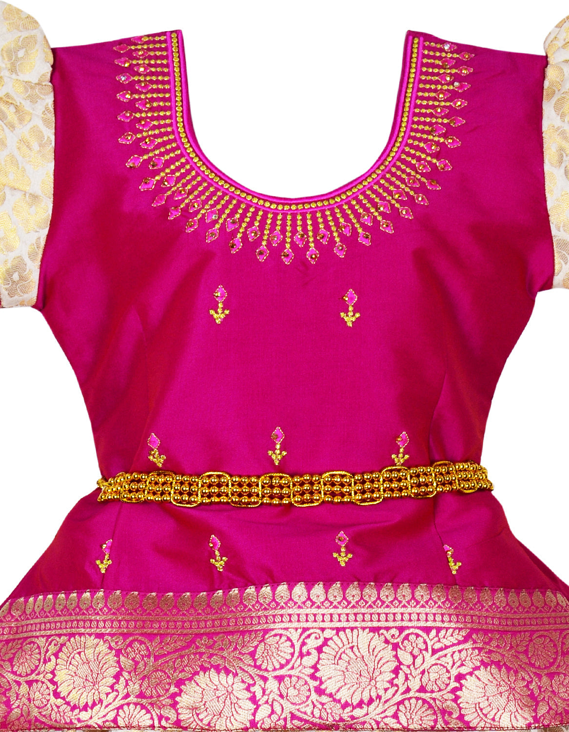 Pink onam Pattu Pavadai Lehenga Choli  - Make her Beautiful
