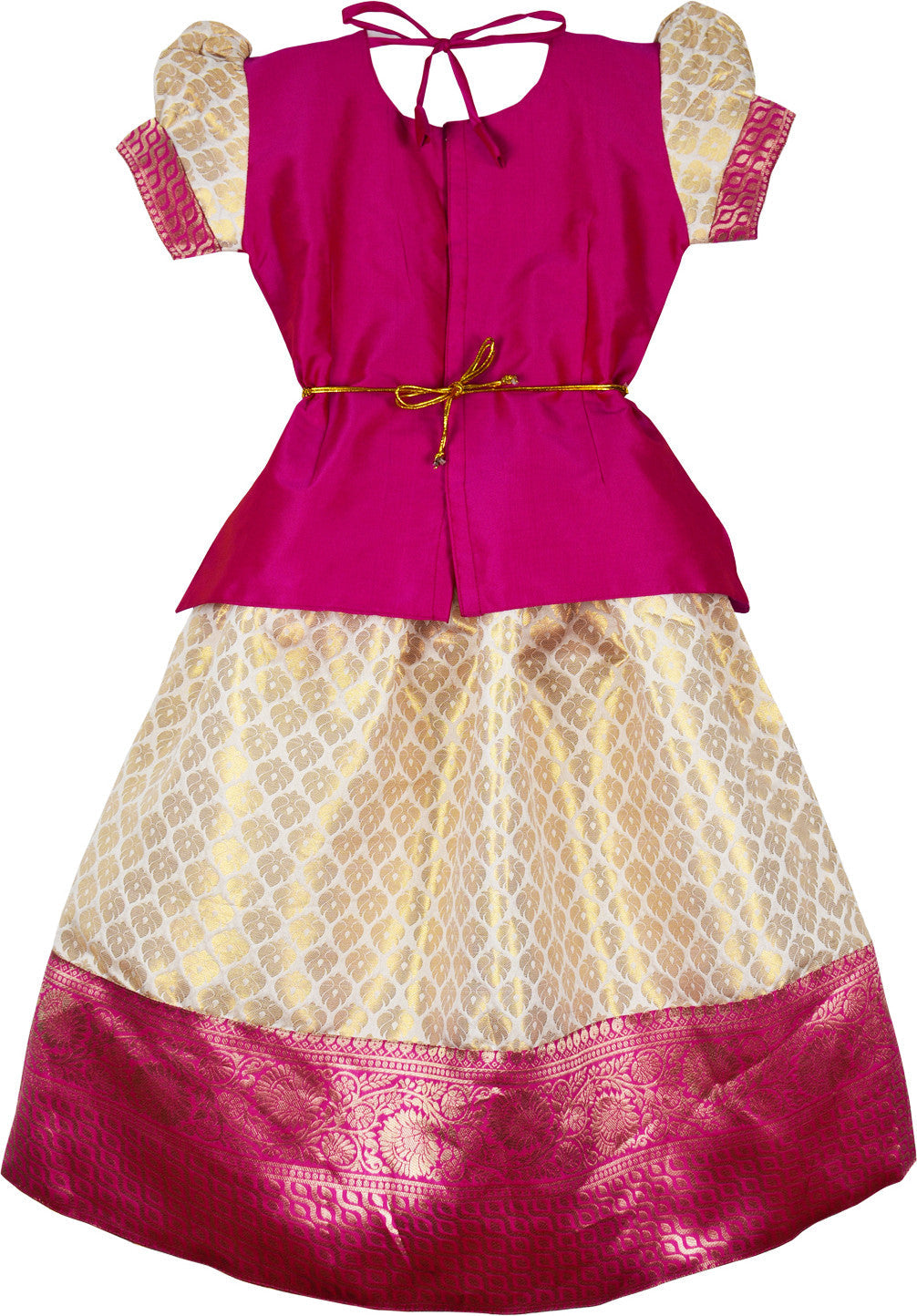 Pink onam Pattu Pavadai Lehenga Choli  - Make her Beautiful