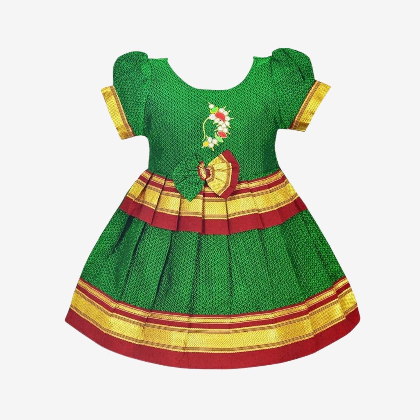 Pattu Cotton Frock-KhanF1Green- Just Dropped !