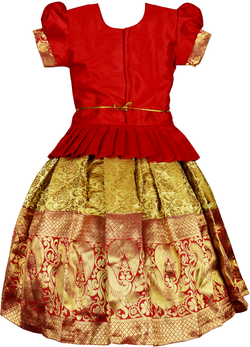 Red Traditional Pattu Pavadai Pattu Lehenga Choli- Shop Now