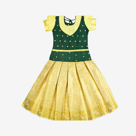 Green Kerela Pattu Pavadai Lehenga Choli -Make her Beautiful