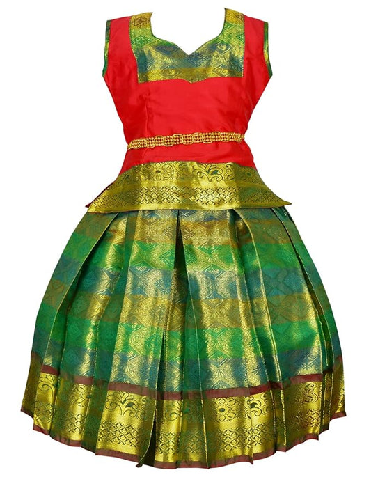 Pattu Pavadai Lehenga Choli-BL2Red- Make her Beautiful