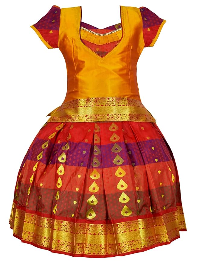 Pattu Pavadai Lehenga Choli-SundhariGold- Make her Beautiful