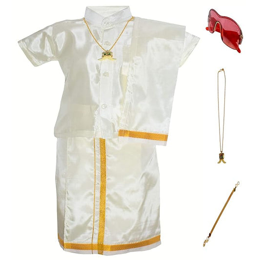Kids Traditional kanchipuram pure silk shirt & Dhoti Set