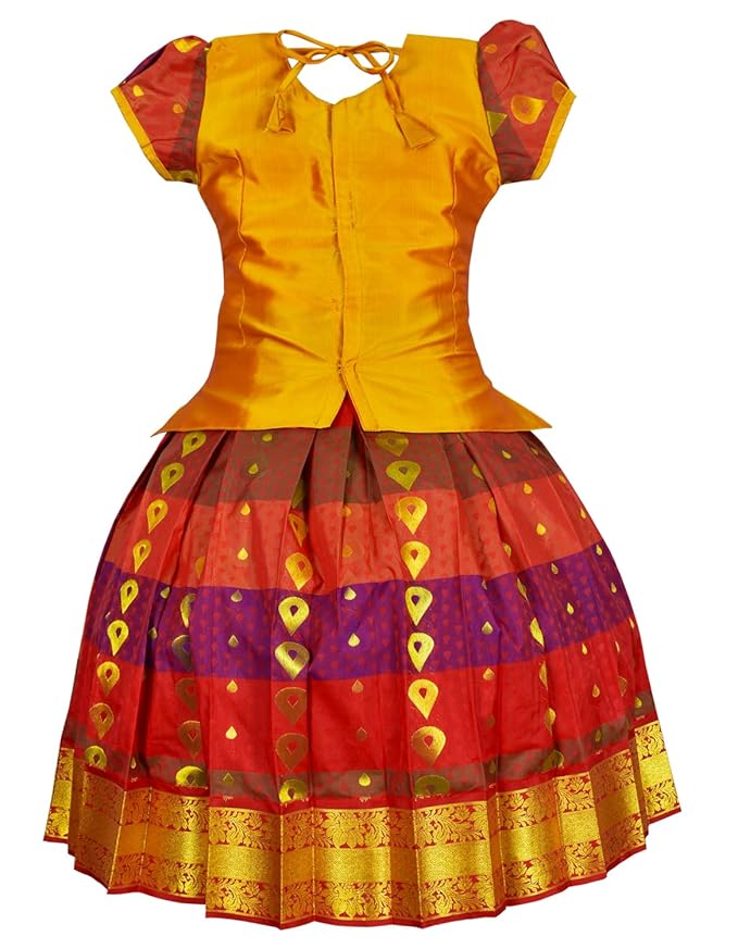 Pattu Pavadai Lehenga Choli-SundhariGold- Make her Beautiful