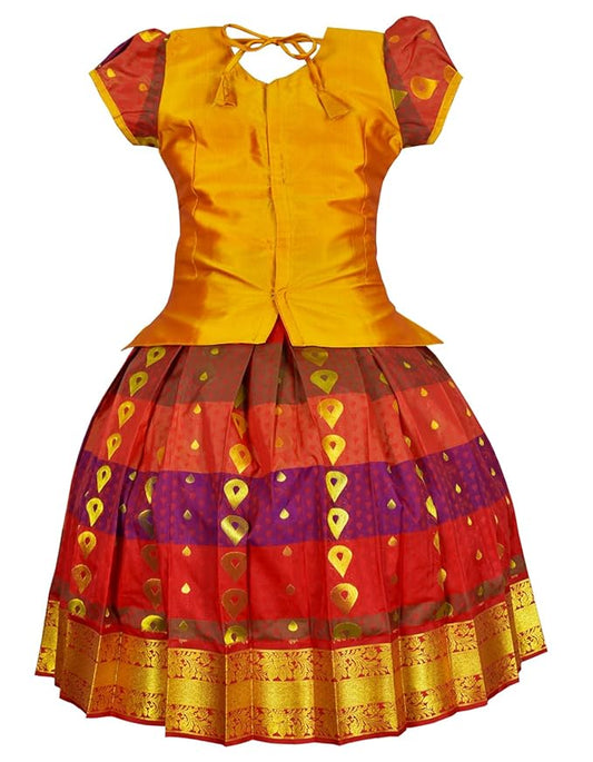 Pattu Pavadai Lehenga Choli-SundhariGold- Make her Beautiful