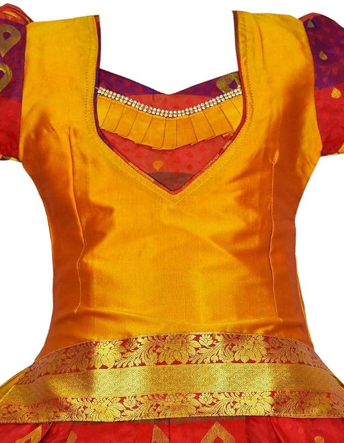 Pattu Pavadai Lehenga Choli-SundhariGold- Make her Beautiful