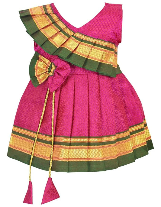 Pattu Cotton Frock-KhanF2Pink- Just Dropped !