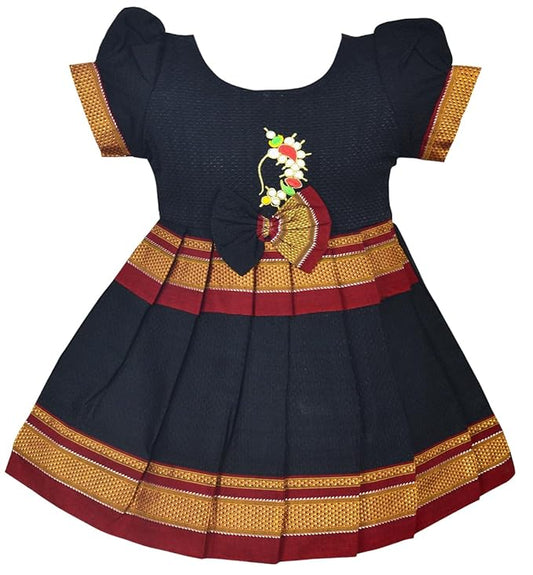 Pattu Cotton Frock-KhanF1Black - Just Dropped !