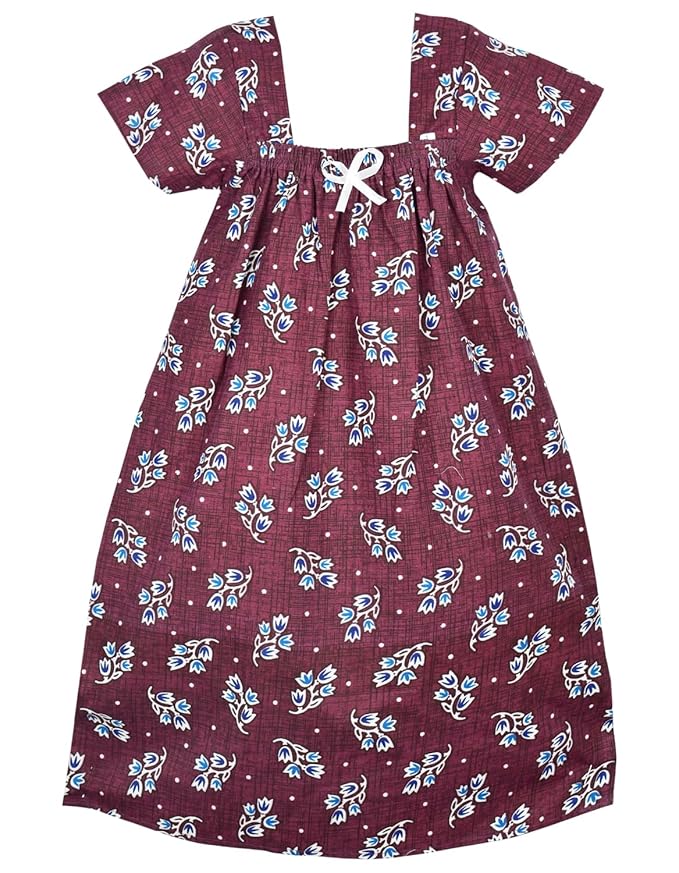 Maroon Cotton Kids Nighty - Soft & Comfortable