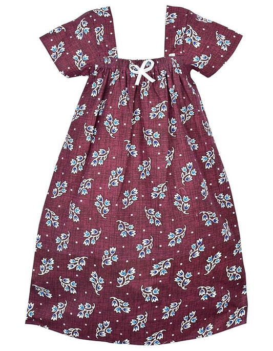 Maroon Cotton Kids Nighty - Soft & Comfortable