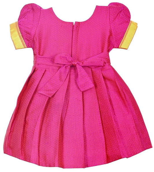 Pattu Cotton Frock-KhanF1Pink - Just Dropped !