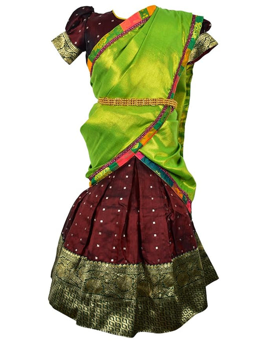 New Half Saree -ButtiHSMarnGreen- For Your Little One!