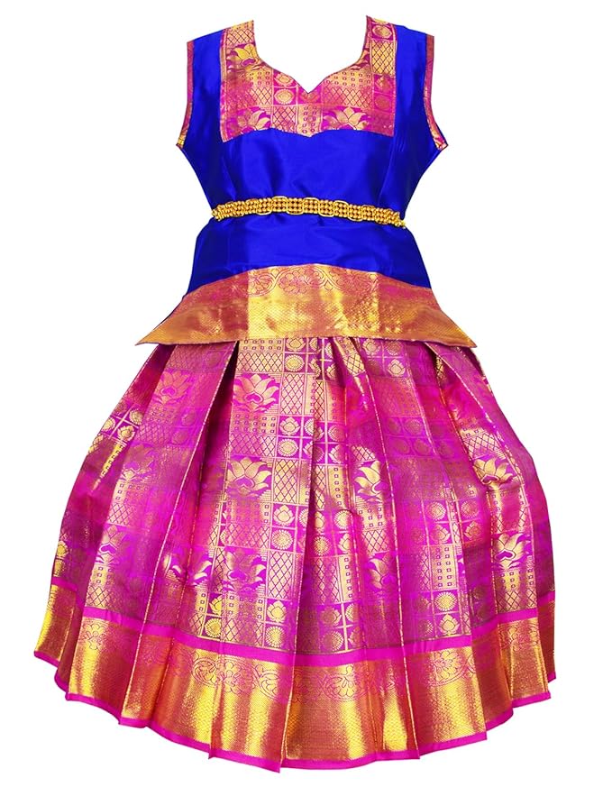 Pattu Pavadai Lehenga Choli-BL2Blue- Make her Beautiful