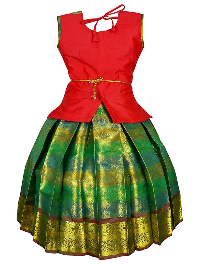 Pattu Pavadai Lehenga Choli-BL2Red- Make her Beautiful