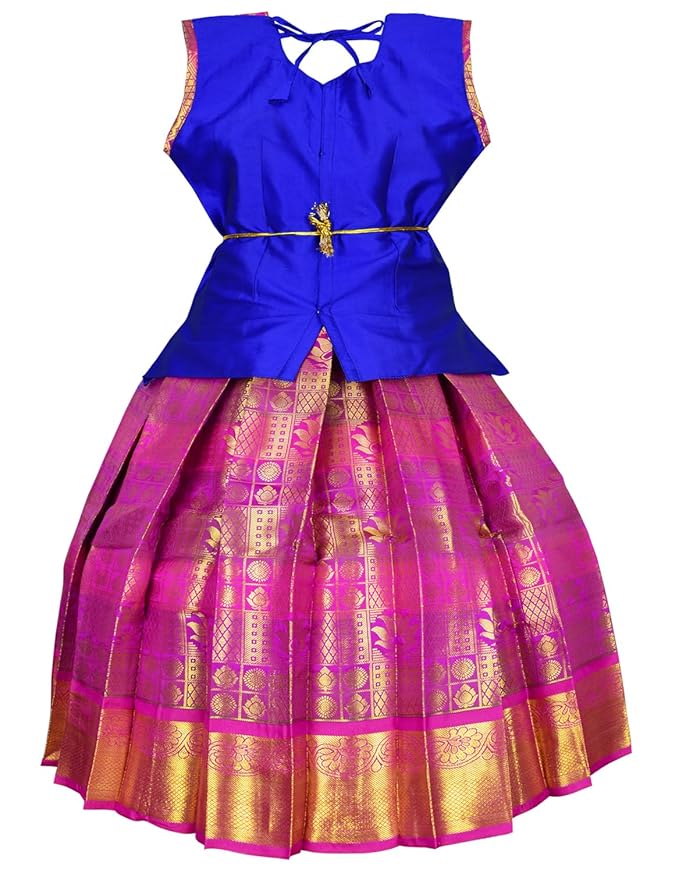 Pattu Pavadai Lehenga Choli-BL2Blue- Make her Beautiful