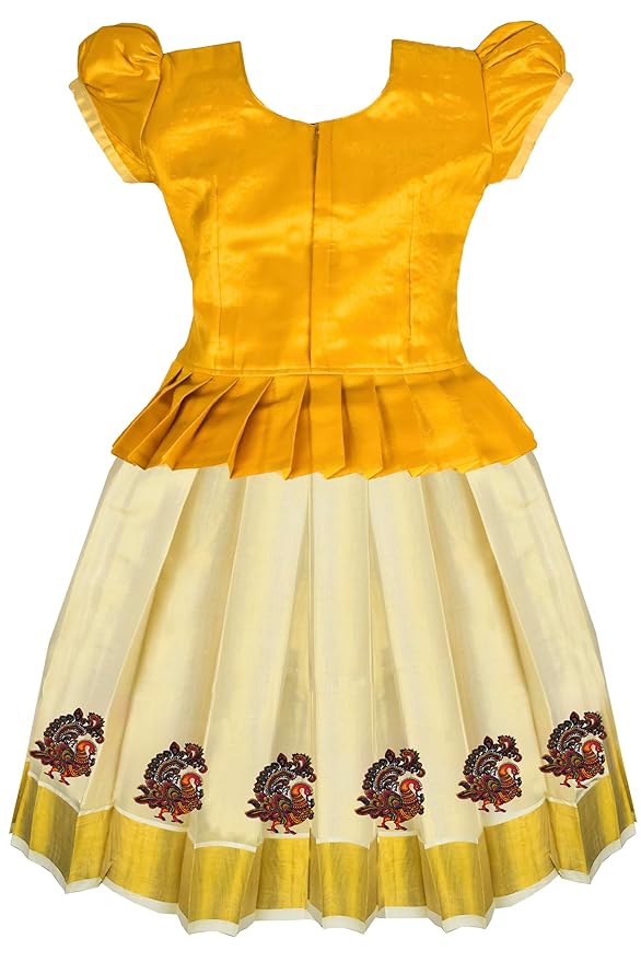 Gold Pattu Pavadai Lehenga Choli - Make her Beautiful